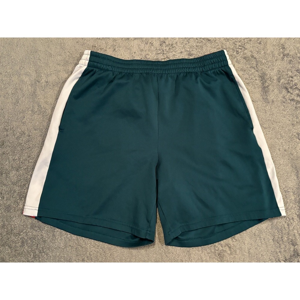 Vintage 90s Starter Shorts Mens Large Blank Silky Nylon Gym Basketball Teal